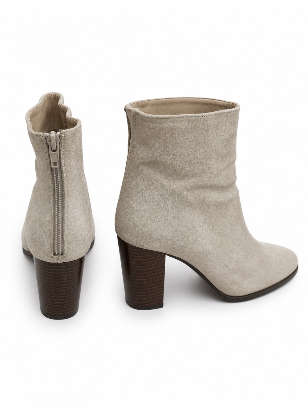 Chase + Chloe Taupe Cream Faux Suede Block Heel Ankle Booties Womens Size 10